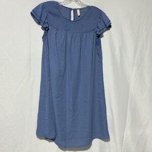 Kirundo Blue Poly Smocked Dress with Flutter Sleeves  Sz M